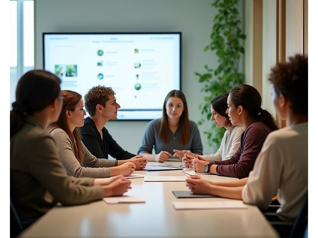 Empleados en formación interna sobre nuevas certificaciones de sostenibilidad textil.