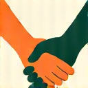 Icono de manos entrelazadas simbolizando valores éticos.