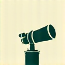 Icono de un telescopio apuntando a un horizonte, representando la visión.
