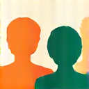 Icono de un grupo de personas sonriendo, representando empleos justos.