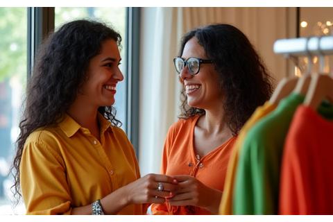 Representante de Chain C interactuando felizmente con una clienta leal en una tienda