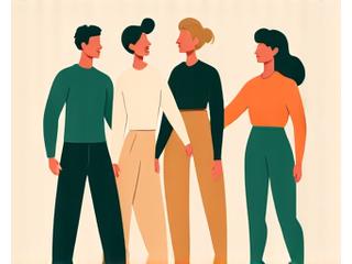 Ilustración de ropa circulando entre usuarios, simbolizando Fashion-as-a-Service